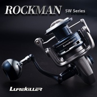 Carrete de Pesca Giratorio Lurekiller Rockman 3000-10000, Relación de Engranajes 6.2:1, 9 Rodamientos, Cuerpo Metálico, Anti-Reverse, para Pesca con Señuelos en Agua Salada y Dulce
