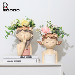 Rooogo Vente Chaude Pot de Fleurs en Résine Vert Fée pour Jardinières Succulentes Ornement Décoratif de Bureau Personnalisable pour la Maison - Product Image 6