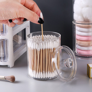Boîte à cotons-tiges double couche avec couvercle, rangement pour tampons de maquillage, organisateur de bureau transparent pour le rangement des cosmétiques, capacité de 250 - Product Image 2