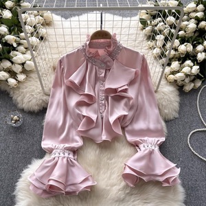 Vintage Style Shirt for Women's Slimming Temperament Shirt Senior Sense Age Reduction Hundred studded <strong>Beaded</strong> <strong>Top</strong> - Product Image 4