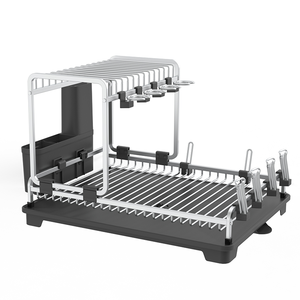 Étagère de <span class=keywords><strong>rangement</strong></span> de cuisine en aluminium extensible à plusieurs niveaux, étagère verticale à plusieurs niveaux, extensible, pour bols, assiettes, <span class=keywords><strong>couverts</strong></span>, tasses - Product Image 1