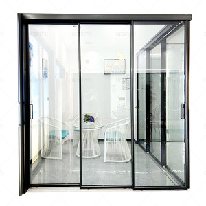 Porte coulissante en aluminium <span class=keywords><strong>de</strong></span> style minimaliste porte en <span class=keywords><strong>verre</strong></span> horizontale pour cuisine <span class=keywords><strong>salon</strong></span> salle <span class=keywords><strong>de</strong></span> séparation - Product Image 4