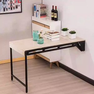 <span class=keywords><strong>Tavolo</strong></span> <span class=keywords><strong>da</strong></span> Pranzo Pieghevole Moderno in Legno <span class=keywords><strong>da</strong></span> Parete con Spazio di Archiviazione Nascosto - Design Salvaspazio per Piccoli Appartamenti e Cucine - Product Image 5