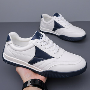 Chaussures de sport décontractées respirantes à semelle souple pour hommes, talon bas, lacets avant, couleurs unies noir, blanc, marron, bleu 5581 - Product Image 3