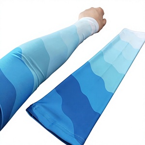 Manchons de cyclisme bleu dégradé anti-UV unisexe pour adultes 100% polyester imprimé par sublimation - Product Image 5