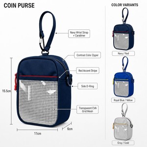Pochette à monnaie mini personnalisée avec logo, pochette à monnaie transparente en maille, sac de poignet à mousqueton, vente en gros directe d'usine OEM ODM, MOQ 1000 pièces - Product Image 2