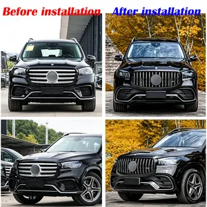 Grilles de pare-chocs avant pour Mercedes Benz GLS400 GLS450 X167 2020-2023, couvercle inférieur en maille, accessoires de tuning automobile - Product Image 2
