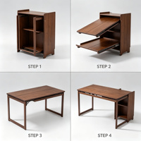 Bureau d'écriture pliable peu encombrant avec étagère latérale, table d'étude robuste en bois pour dortoir, chambre à coucher, salon