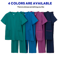 Ensemble de blouses médicales unisexe à col en V, extensible dans quatre directions, respirant et léger, idéal pour les dentistes et les infirmières - Uniformes de clinique en polyester