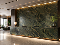 Dalle de marbre poli Monet Forest pour panneau mural en bois massif, comptoir de bar, plateau de console, carrelage mural de douche et découpe sur mesure