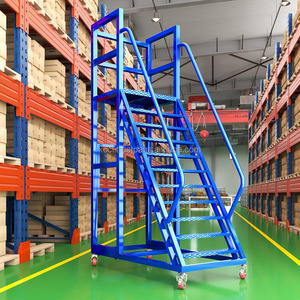 New Warehouse <b>Climbing</b> Ladder Detachable Folding Ladders Aluminum Platform - Product Image 2