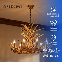 Luminaire de plafond décoratif pour appartement, lampe suspendue en forme de bois de cerf, cadre en métal et résine, lustre moderne réglable en hauteur