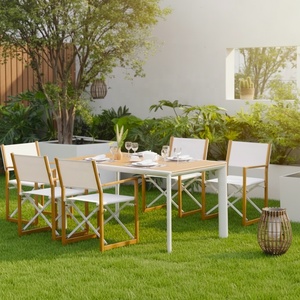 NUEVO Juego de Muebles de Comedor para Patio de 7 Piezas, Juego de Comedor para Exteriores con 1 Mesa y 6 Sillas, Juego de Comedor para Jardín, Piscina, Cafetería - Product Image 3