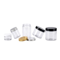 Conteneur alimentaire rond en PET, bouteilles de stockage en plastique à large ouverture pour bonbons, fleurs séchées, avec bouchon à vis