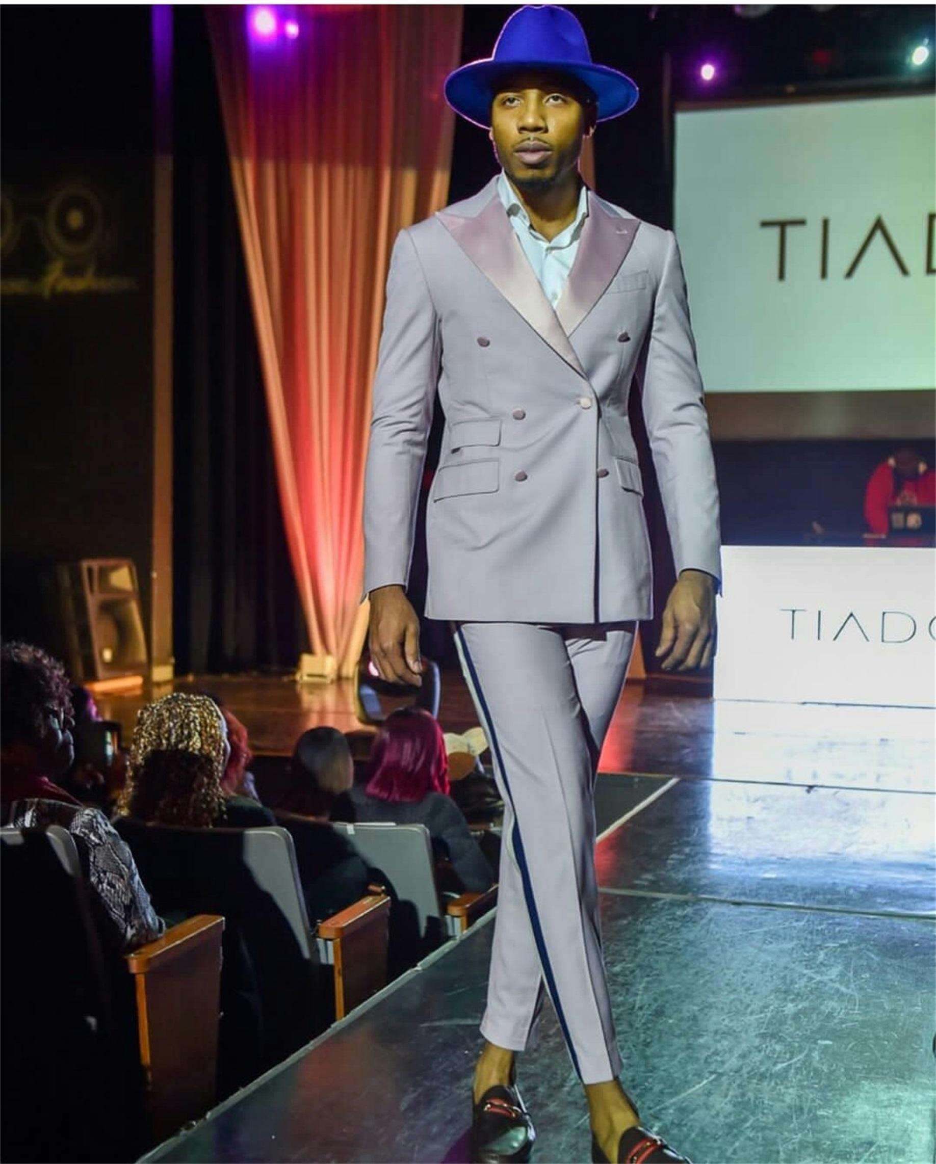 Shop Designer Piece Pink and Grey Men's Suits for Formal Events