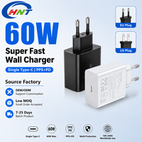 Chargeur mural rapide USB-C GaN PPS 60W HNT, adaptateur d'alimentation PD pour Samsung Galaxy S24 Ultra S23 Plus iPad Pro et iPhone