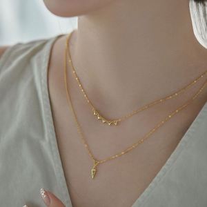 Dylam Elegant Jewelry Stylish 925 Sterling Silver Rhodium 18K Gold Plated Muliti-layer Triangle Pendant <b>Necklace</b> - Product Image 4