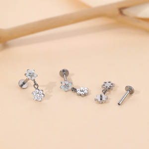 Lingchee 16g ไทเทเนียมรูปดอกไม้โอปอลเพทายหูกระดูกอ่อนเกลียว <span class=keywords><strong>Targus</strong></span> เจาะเครื่องประดับ Lip studs - Product Image 2