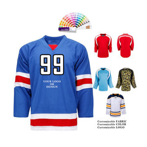 เสื้อเจอร์ซีย์ฮ็อกกี้น้ำแข็งผ้าโพลีเอสเตอร์กลับด้านได้ผ้าปะติดเสื้อแห้งเร็วระบายอากาศ - Product Image 3