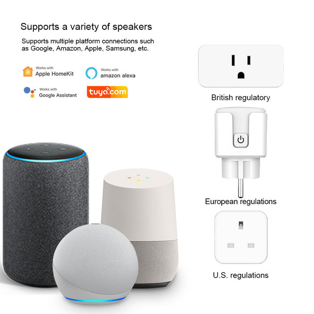 Matter Tuya Smart Plug Mini WiFi Smart Plug Socket Alexa Voice Control Wireless Timing Monitor for US EU KU Home Smart Products