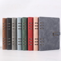 Libreta de Cuero PU con Tapa Dura, Personalizada con Logotipo, Hilo Cosido a Color, con Hebilla Metálica, para Promoción Empresarial, Tamaños A5, A6, B5