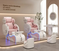 Base de réservoir en verre rose Massage complet du corps Pédicure Spa Chaise avec tabouret Foot Spa Circulation automatique de l'eau Chaise de soins des pieds