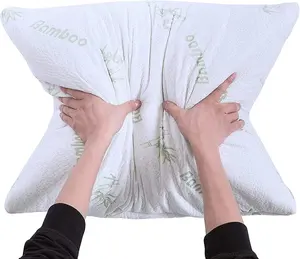 도매 멋진 통기성 커버 대나무 베개 잠자는 완벽한 선물 세트 2 킹 사이즈 베개