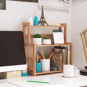 Modern bamboo 3-tier <b>desktop</b> storage <b>shelf</b> for office books and documents, study stationery storage, and kitchen storage. - Product Image 4
