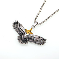 Collar con Colgante de Acero de Titanio con Diseño de Águila Voladora, Estilo Hip Hop Rock, Tendencia de Moda, para Hombre y Mujer