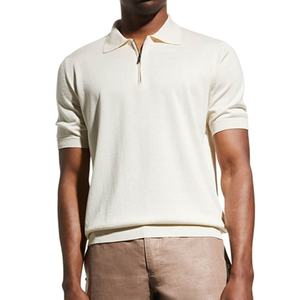 Suéter Polo de Cuello Alto con Cierre de Cremallera de Algodón y Seda para Hombre, Camiseta Polo de Cachemira para Hombre - Product Image 1
