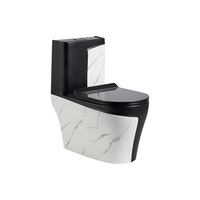 WC monobloc moderne et élégant en porcelaine blanche, à double chasse, à siphon, à poser au sol, design ligne bleue, siphon en P