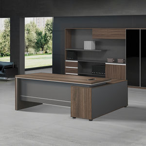 โต๊ะทำงานแบบมัลติฟังก์ชันโมดูลาร์2ม. 1.8ม. 1.6ม. โต๊ะผู้บริหารแบบมัลติฟังก์ชัน MFC สีเทาลายวอลนัท - Product Image 1