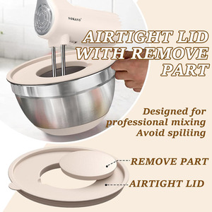 סט קערות נירוסטה למטבח, קערות ערבוב וסלט, קערות קינון עם מכסים וגרירה, נגד החלקה - Product Image 6