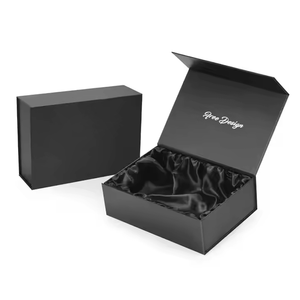Hot lớn màu đen biểu tượng tùy chỉnh Hộp quà tặng từ đóng cửa cứng cứng nhắc các tông bao bì hộp sang trọng tóc giả quần áo hộp với <span class=keywords><strong>Satin</strong></span> - Product Image 2