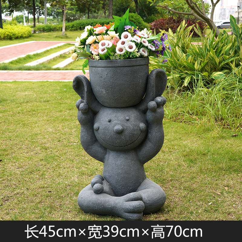 70 Yoga Rabbit Flower Pot 45X39X70CM