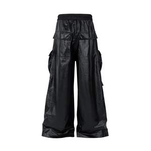 American Street Urban RICK Wind Wide Leg <span class=keywords><strong>pantaloni</strong></span> Cargo da uomo in finta <span class=keywords><strong>pelle</strong></span> <span class=keywords><strong>pantaloni</strong></span> a zampa stile tridimensionale Custom - Product Image 2