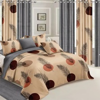 Collection de literie de luxe en gros, design 6 pièces, ensemble de draps, housse de couette et rideaux assortis