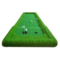 Tapis d'entraînement au putting de golf personnalisé, simulation de putter vert à bord épais en intérieur, gazon vert