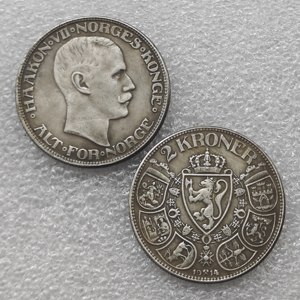 Pièces commémoratives de style antique de Norvège 1908-1916, 1 couronne <span class=keywords><strong>Haakon</strong></span> <span class=keywords><strong>VII</strong></span>, cadeaux, décoration de la maison - Product Image 6