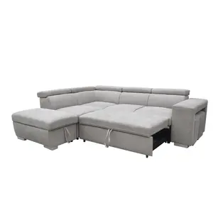 Canapé d'angle moderne de la salle de séjour, ensemble de canapé européen classique de luxe avec repose-pieds de rangement