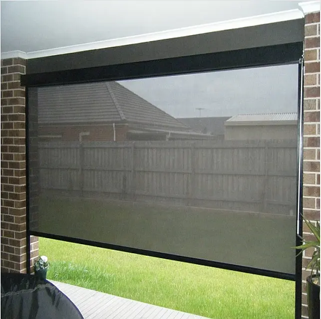 Window Treatments Blackout Fabric Motorized Outdoor Sunroom Zip Track Windproof Roller Blinds