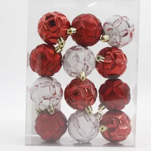 SENMASINE-bolas colgantes de plástico para decoración del hogar, bolas de Navidad para decoración del hogar, color rojo, blanco, verde y dorado, 60mm, 12 unidades