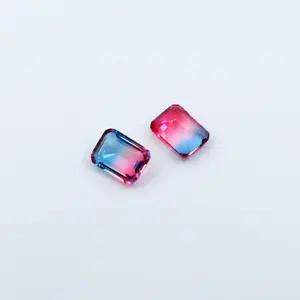 Оптовая продажа HanYu OCT Cut 6*8 мм BX19 синтетический камень биоколор Турмалин стекло Многоцветный драгоценный камень