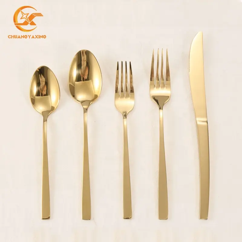 새로운 고품질 스테인레스 스틸 식기 세트 5 pcs 숟가락 포크와 나이프 웨딩 골드 Flatware 이벤트 선물