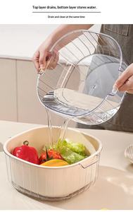 Cestino Scolapiatti Pieghevole a Doppio Strato in PET PP Stile Nordico Sun Xiaomei per Verdura e Frutta, Lavaggio e Conservazione in <span class=keywords><strong>Cucina</strong></span> - Product Image 4