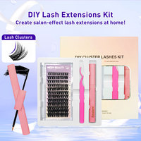 Kit de cils en grappe DIY en gros, 72 grappes, bande fine, extensions de cils individuels véganes avec applicateur et scellant