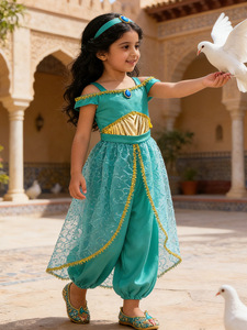 Nuevo Conjunto de Vestido de Dos Piezas para Niñas, Disfraz de Princesa Jasmine de <span class=keywords><strong>Las</strong></span> <span class=keywords><strong>Mil</strong></span> y <span class=keywords><strong>Una</strong></span> Noches, con Linterna de Aladdín - Product Image 5