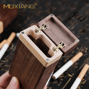 Woody Scent Black Walnut Wood Cigarette Case Rectangular Flip Top Handmade Solid Wood Storage Box - Product Image 3