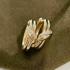 <b>Cuff</b> <b>Earrings</b> Geometric Gold Micro Insert Diamond Pattern Everyday Wear - Product Image 2