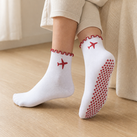 Chaussettes de yoga et de pilates personnalisées à volants pour femmes, brodées, antidérapantes et respirantes